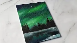 easy way to paint the northern lights / acrylic painting ideas for beginners ✨️