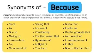 Synonyms Of Because, Because Synonyms Words List, Meaning & Example Words 