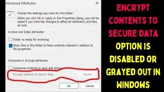 How to Encrypt Contents to Secure Data Option Is Disabled or Grayed Out in Windows 11