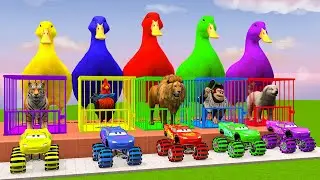 5 Giant Duck Cartoon,Tiger,Cow,Chicken,Gorilla,Dog,Lion,Cat Wild Animals Crossing Fountain 2023