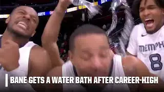 Desmond Bane gets a WATER BATH after dropping a career-high 49 POINTS 💦 | NBA on ESPN