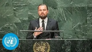 Leonardo DiCaprio (UN Messenger of Peace) at the opening of Climate Summit 2014