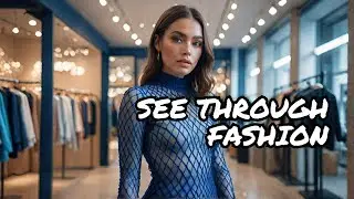 [ 4K ] TRANSPARENT TRY ON  TRY ON HAUL Blue transparent fishnet bodysuits 