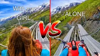 Epic Mountain Toboggan Challenge: Solo vs. With My Girlfriend!