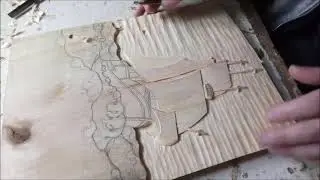 ПАРУСНИК - РЕЗНОЕ ПАННО 2ч. Резьба по дереву  - рельеф. - Wood carving.