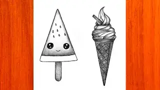 Two ICE Cream drawing easy step by step || How to draw Two ice cream easy || Ice cream drawing
