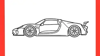 How to draw a PORSCHE 918 Spyder / drawing porsche 918 sports car