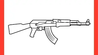 How to draw AK 47 step by step / drawing AK-47 assault rifle gun from cs go easy