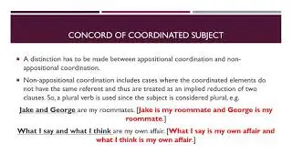 Concord of coordinated subject 1