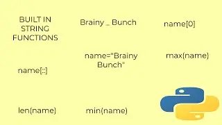 String Built In Functions In Python || Brainy Bunch || min, max, len , reverse of a string ,slicing