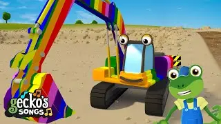 Rainbow Excavator Song | Gecko's Garage Songs｜Kids Songs｜Trucks for Kids