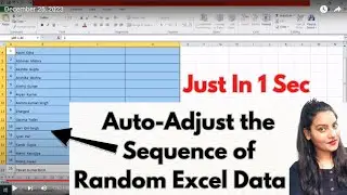 How to auto adjust the random excel data sequence ?? Just in 1 Second