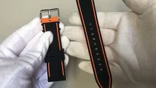 Black & Orange Double Side Rubber Silicone Replacement Watch Band Strap Belt #4063