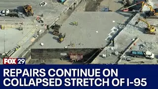 Work continues on collapsed stretch of I-95 with 2-week deadline set by governor