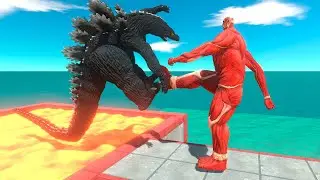 Titan Kicks Kaiju into Lava Pool - Animal Revolt Battle Simulator