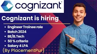 Congnizant is hiring 2024 batch | 50% Criteria | Mass hiring | Salary 4 LPA | BE/B.Tech | #cognizant