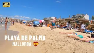 Playa de Palma Mallorca 🇪🇸 4K Beach Walking Tour 2023