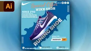 Designing a Professional Nike Shoe Social Media Post adobe Illustrator - Tutorial @techtemples