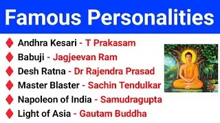 Important Famous Personalities Nickname MCQ | General knowledge Important Questions For All Exams