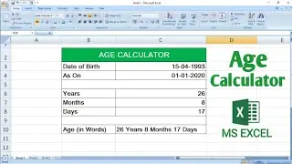 How To Calculate Age from Date of Birth in MS Excel | Age Calculator in Excel