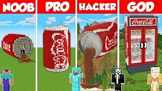 COCA COLA HOUSE BUILD CHALLENGE - Minecraft Battle: NOOB vs PRO vs HACKER vs GOD / Animation