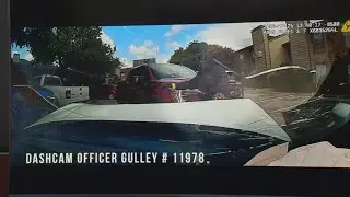 Video from a police shooting at a North Dallas apartment complex shows truck ramming into police car