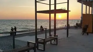 Гостевой дом Черноморец. Лазаревское Сочи. Пляж Морская Звезда. Закат в мае. Погода 27 мая 2023