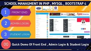 School Managment Project In PHP , MYSQL , BOOTSTRAP 4 With Front End, Admin Login , Student Login