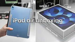 ☁  iPad Air 5 (blue) 2022 unboxing + accessories | ASMR & paperlike screen