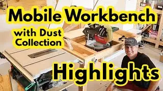 Table saw and miter saw mobile workbench with dust collection