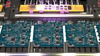 Conveyor for the production of processors and motherboards at the factory 4k footage