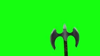 A Deadly Axe Waving on a Green Screen - Royalty Free Footage