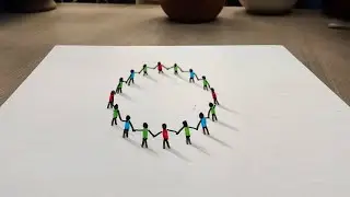 Easy 3D drawing - People standing on paper 3D Drawing