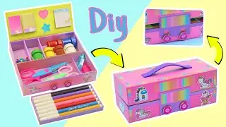 How to make Pencil box from cardboard very easy || DIY pencil box from cardboard