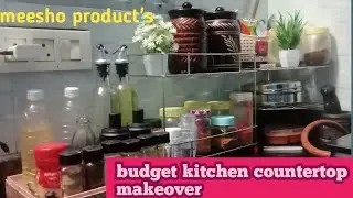 ✨budget Non modular kitchen countertop makeover💁🏻meesho kitchen product organisation in rental home😌