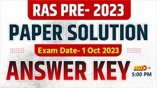 Ras Pre Answer Key 2023 | Ras (1 October 2023) Pre Paper Analysis | Ras Prelims Paper Solution 2023