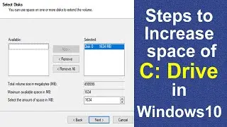 Steps to Extend C Drive in Windows 10 | Increase space of  C Drive in Windows 10 | Merge disk drives