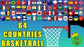 Basketball Marble Race with 64 Countries in Algodoo 5 \ Marble Race King