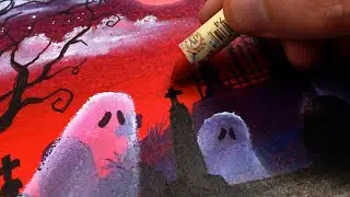 Halloween art 🎃🖍️ step-by-step tutorial 🤯 #art #halloween #drawingtutorial #oilpastel