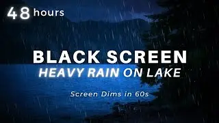 Heavy Rain at Lakeside to Sleep FAST 48 Hours + BLACK SCREEN - End Insomnia