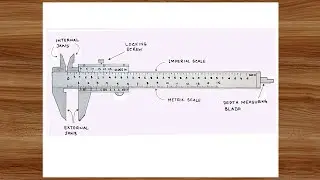 Vernier Caliper Pencil Drawing Freehand 🔲 How to Draw Vernier Caliper Diagram 📐