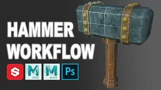 How Video Game Models Are Created. Create a High Poly to Low Poly Hammer Model.