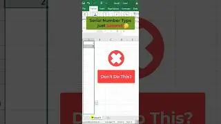 Excel Trick 7:  Automatic serial number in excel #excel #shorts #shortsfeed  #trending
