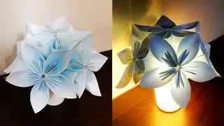 Kusudama night light DIY - learn how to make a flower lamp with LED lights- EzyCraft