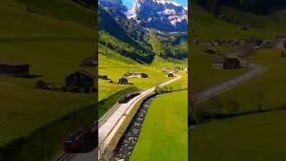 Drone tracking most scenic Switzerland train. #switzerland #travel #shorts