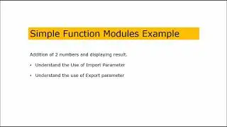 How to Create Function Module, Understand IMPORT and EXPORT Parameters