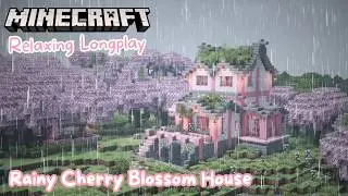 Rainy Minecraft Longplay | Cherry Blossom House in the Forest (no commentary)