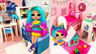 Big sister room vs Little sister / 50 ideas for DIY Lol Surprise Dolls / Paper dolls Challenge!