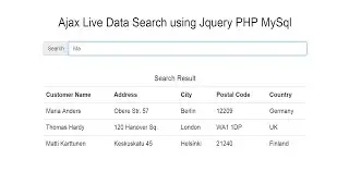 Ajax Live Data Search using Jquery PHP MySql