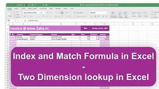 Index and Match Formula in Excel - Two Dimension lookup in Excel